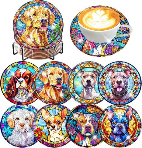 igoodom Diamond Painting Coasters Kits ، 8 pcs Gnome Diamond Art Coasters with Holder ، Trafts Cits for Diy ، in Kuwait