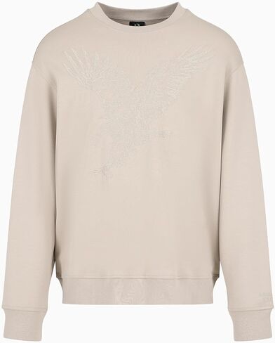 Armani Exchange mens Embroidered Eagle Cotton Poly Interlock Fleece Sweatshirt in Saudi Arabia