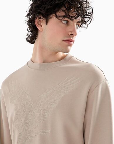 Armani Exchange mens Embroidered Eagle Cotton Poly Interlock Fleece Sweatshirt in Saudi Arabia