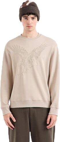 Armani Exchange mens Embroidered Eagle Cotton Poly Interlock Fleece Sweatshirt in Saudi Arabia