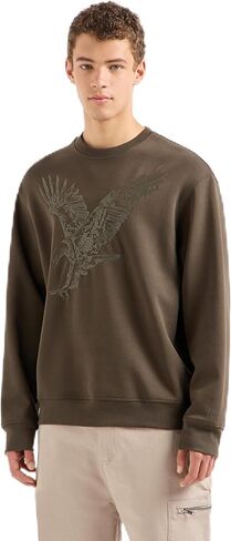 Armani Exchange mens Embroidered Eagle Cotton Poly Interlock Fleece Sweatshirt in Saudi Arabia