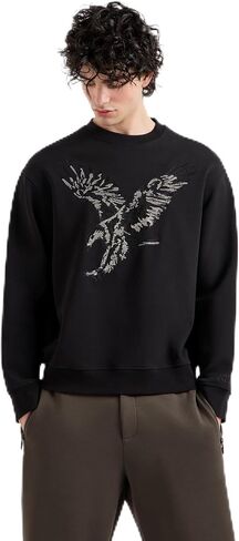 Armani Exchange mens Embroidered Eagle Cotton Poly Interlock Fleece Sweatshirt in Saudi Arabia