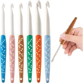 Large Crochet Hooks Rubber Handle 8mm, 10mm, 12mm, 15mm Crochet Hook 4PCS- Ergonomic Handle Big Crochet Hook Weaving Tools for Knitting Blankets, Shawl and Carpet in Kuwait