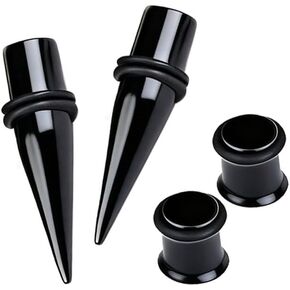 316L Surgical Steel Ear Gauge Stretching Kit, Tapers and Tunnels Set, 14G-00G Sizes, Hypoallergenic Single Flare with O-Rings for Body Piercing in Kuwait