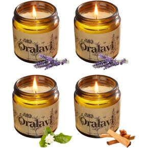 Candle 4 Pack Gift Set for Women&Men, 30 oz 240 Hour Long Lasting,Lavendar Jasmine Sandalwood Soy Candles, Aromatherapy Candles for Home Relaxation | Stress Relief | Meditation | Yoga | SPA in Saudi Arabia