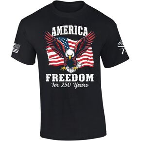 Patriot Pride Men's America Freedom for 250 Years USA Eagle Flag Short Sleeve T-Shirt, Patriotic Shirts for Men in Saudi Arabia
