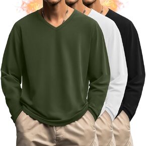3 Pack Men's Big and Tall Shirts Thermal Fleece Lined Long Sleeve Tops V Neck Sweatshirts Base Layer Tees Winter in Saudi Arabia