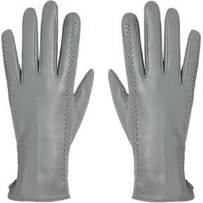 Womens Leather Gloves Faux Sheepskin Women'S Winter Warm Thin Fleece-Lined Driving Touch Screen Embossed Lines in Saudi Arabia