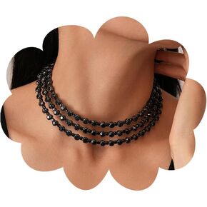 حجر الراين المختنق قلادة للنساء سباركلي طبقة كريستال المختنق قلادة أنيقة حفلة موسيقية الزفاف مجوهرات الزفاف in Kuwait