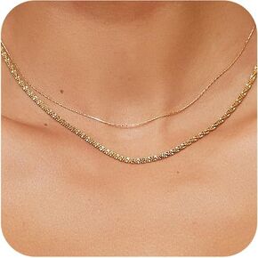 Gold Necklace for Women Trendy, 18k Gold Plated Chain Choker Necklaces, Simple Gold Fashion Necklaces Jewelry Gift for Women in Saudi Arabia