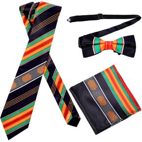 3pcs Kente African Ties Bow Tie Pocket Square Set for Men Clothing Accessory African Print Necktie Black History Month Accessories for Men in Saudi Arabia