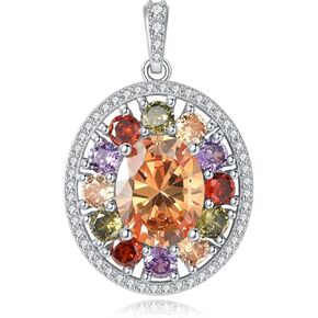 Valentine's Day Birthstone Pendant for Women Teardrop or Oval Pendant Only, Solid 925 Sterling Silver with Created Sapphire, Emerald, Ruby or Rainbow, Gift for Wife, Girlfriend, Mom。 in Saudi Arabia