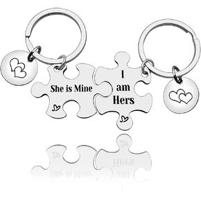 Funny Girlfriend Gift Keychain LGBT Lesbian Gift Gay Pride Keyring for Her Wife Couple Present for Girlfriend Wedding Valentine's Day Present Anniversary Keyring Puzzle Piece Keychains Set of 2 in Saudi Arabia