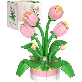 Flower Bouquet Building Decoration Set - Artificial Flowers Mini Bricks Potted Violet - Home Accessories or Best Gift Valentine Décor for Him and Her Botanical for Adults [KZ1029] in Kuwait