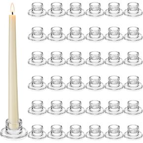 36 Pcs Glass Taper Candlestick Holders Bulk Clear Short Tapered Candle Holders Candle Stick for Table Centerpiece Wedding Christmas Home Dining Party Advent Decor in Kuwait