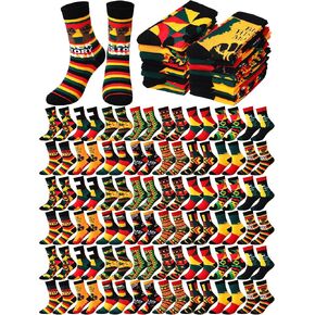 Ramede 48 Pairs Black History Month Socks for Men Women Juneteenth Novelty Dress Socks African Flag Crew Socks Black Power Socks Novelty Holiday Socks for African Men Gift in Saudi Arabia
