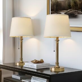 Oneach Modern Gold Brass Table Lamp مجموعة من 2 لغرفة المعيشة غرفة النوم 19.5 '' in Kuwait