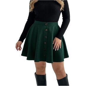 Women's Plus Size Corduroy Mini Skirt Vintage Button Front High Waisted A Line Dressy Casual Skirts in Kuwait