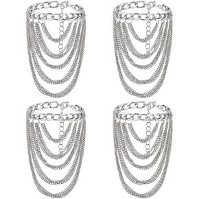 PH PandaHall 4pcs Multi-Layered Tassel Anklet High Heel Anklet Chains Punk Shoes Chain Adjustable Cable Chain Anklets for Women Shoes Wedding Party Jewelry Accessories Decor, 9 Inch in Saudi Arabia
