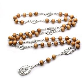 سبعة أحزان مريم مسبحة مسبحة مريرة قلادة خرزات خشبية بلون القهوة مع صليب حبات المسبحة in Kuwait