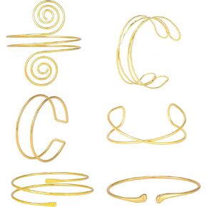 Cristina 6 Pieces Arm Cuff Upper Arm Band Cuff Bracelet Bangle for Women Minimalist Simple Coil Adjustable Gold Armband Set Halloween Greek Goddess Costume Dress Accessories in Saudi Arabia