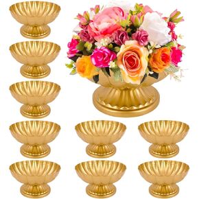 10 Pcs Metal Compote Bowls, Gold Flower Vases for Centerpiece, Classic Decorative Flower Holders, Vintage Wide Mouth Vases for Weddings, Banquets, Parties, Floral Arrangements in Saudi Arabia