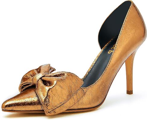 WSKEISP Womens Bow High Heels Dress Shoes 3.54IN Stiletto Kitten Heels Closed Pointed Toe D'Orsay Pumps Classy Wedding Party Prom Dance Dressy Pumps in Kuwait