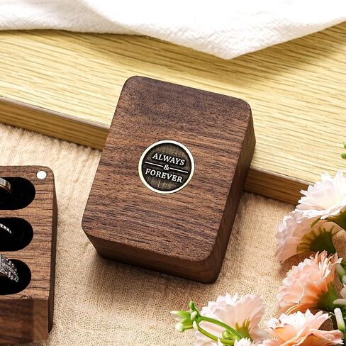 KWOOD ALWAYS & FOREVER-صندوق خاتم زفاف مخصص بثلاث فتحات، هدايا للزوجة والصديقة، صندوق حامل خاتم مخصص للخطوبة، والاقتراح، وحفلات الزفاف، والذكرى السنوية، وأفكار هدايا عيد الميلاد in Kuwait