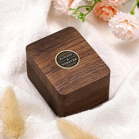 KWOOD ALWAYS & FOREVER-صندوق خاتم زفاف مخصص بثلاث فتحات، هدايا للزوجة والصديقة، صندوق حامل خاتم مخصص للخطوبة، والاقتراح، وحفلات الزفاف، والذكرى السنوية، وأفكار هدايا عيد الميلاد in Kuwait