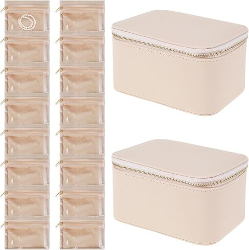 Jewelry Box Organizer Portable Case with 8 Jewelry Bags PU Leather Travel Practical Storage Holder Box for Ring Necklace (Pink 4pcs) in Kuwait