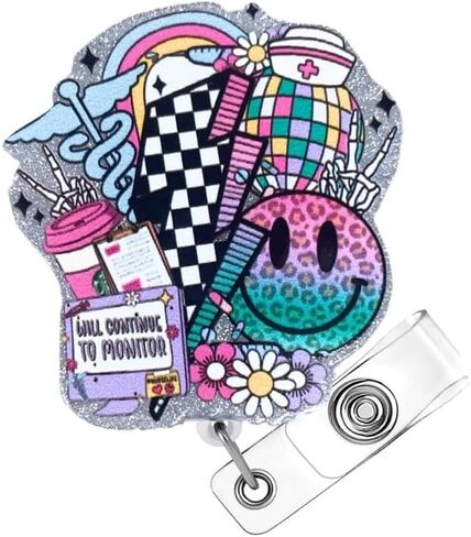 Flying Cowgirl Peanut Ball Badge Reel | Funny Cute Blue Pink Cow Girl Retractable Holder for NICU Labor and Delivery Mother Baby Nurse Neonatal RN OB L&D Nursery Postpartum Gifts Accessories in Saudi Arabia
