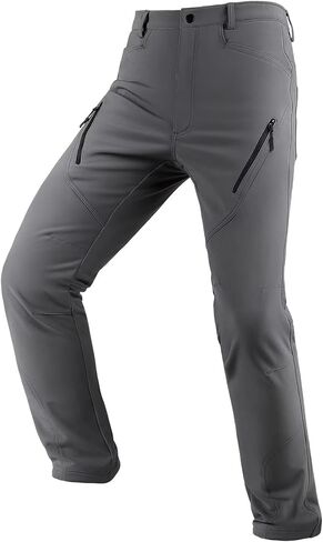 KUTOOK Men's Hiking Pants Softshell Ski Snow Pants Thermal Fleece Lined Water Resistant Outdoor Trousers with 6 Pockets in Kuwait