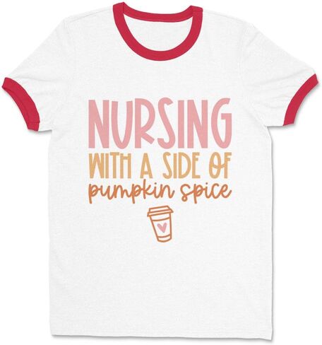 Nursing with a Side of Pumpkin Spice Ringer Tee Shirt Unisex in Saudi Arabia