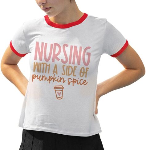 Nursing with a Side of Pumpkin Spice Ringer Tee Shirt Unisex in Saudi Arabia