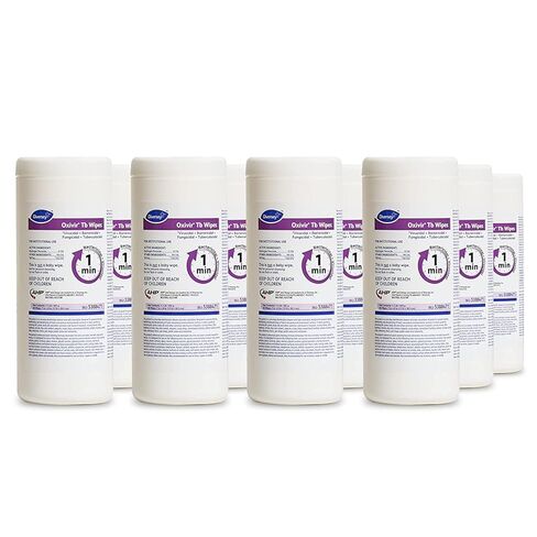 Diversey Oxivir Tb 101105152 One Step Disinfectant Cleaning Wipes, Accelerated Hydrogen Peroxide, Standard Sheets, 160-Wipes, 1-Canister in Kuwait