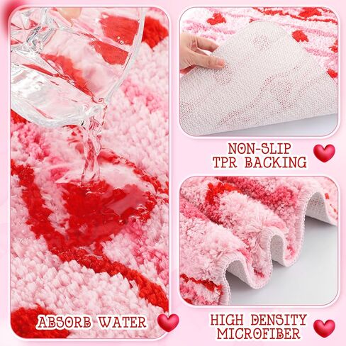 2 Pcs Happy Easter Bathroom Rugs Set Spring Soft Thick Plush Easter Eggs Bath Mat Non-Slip Washable Absorbent Pink Bow Bath Mat for Spring Indoor Bathroom Kitchen Decorations 20 x 47 Inch in Saudi Arabia