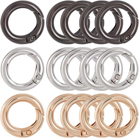 1 Box 30Pcs Black Spring O Rings 20mm Round Carabiner Clip Snap Metal Trigger Key Ring Clips Zinc Alloy Gate O Rings Buckles for DIY Keychains Keyrings Purses Handbags Dog Leashes Crafts in Kuwait