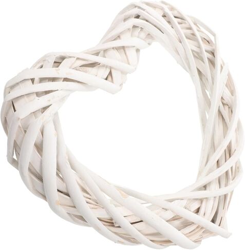 VOSAREA Rattan Heart Wreath White Grapevine Garland Wreath Wicker Natural Twig Vine Garland Frame for Wedding Valentines Day Rustic Decoration (30CM) in Saudi Arabia