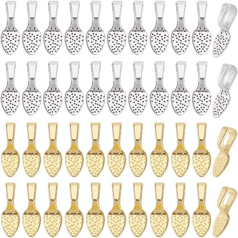 1 Box 200Pcs Shovel Glue on Bail Gold Pendant Bails Bulk Alloy Tibetan Golden Spoon Flat Pad Cabochon Charms Bails Connector Jewelry Findings for Necklaces Jewelry Making Cabochons Gems Craft in Kuwait
