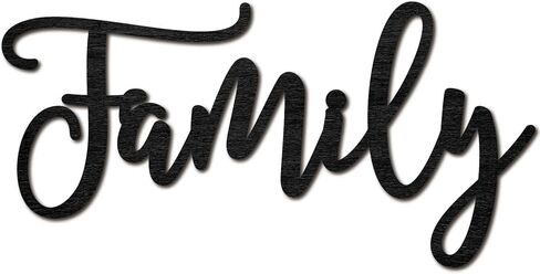 CREATCABIN Family Word Cutout Sign Laser Cut Wood Letter Sign Black Wall Decor Unfinished Wooden Signs Wall Art Basswood Hanging Sculpture Decor for Craft DIY Home Farmhouse Front Door 11.9x5.9Inch in Saudi Arabia