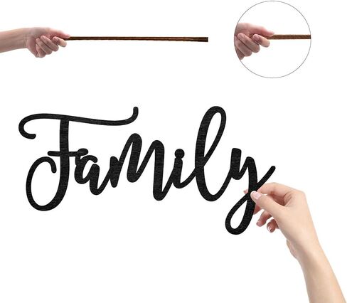 CREATCABIN Family Word Cutout Sign Laser Cut Wood Letter Sign Black Wall Decor Unfinished Wooden Signs Wall Art Basswood Hanging Sculpture Decor for Craft DIY Home Farmhouse Front Door 11.9x5.9Inch in Saudi Arabia