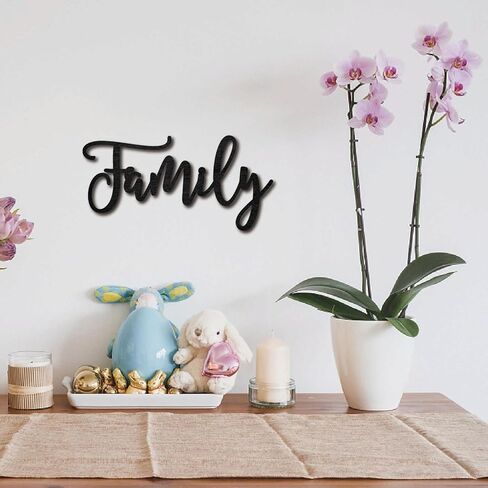 CREATCABIN Family Word Cutout Sign Laser Cut Wood Letter Sign Black Wall Decor Unfinished Wooden Signs Wall Art Basswood Hanging Sculpture Decor for Craft DIY Home Farmhouse Front Door 11.9x5.9Inch in Saudi Arabia