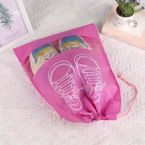 Drawstring Shoe Storage Bag Polyester Portable Foldable Transparent Travel Accessory Grey M in Saudi Arabia