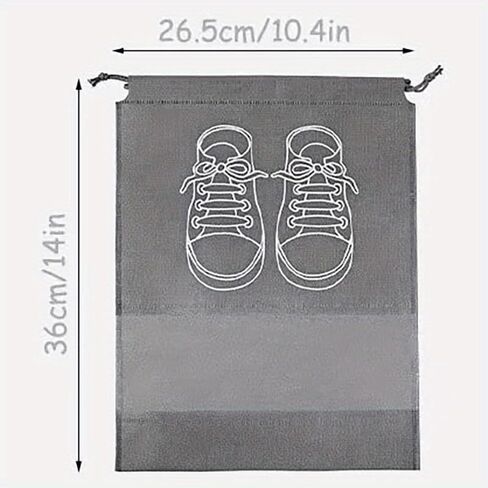 Drawstring Shoe Storage Bag Polyester Portable Foldable Transparent Travel Accessory Grey M in Saudi Arabia