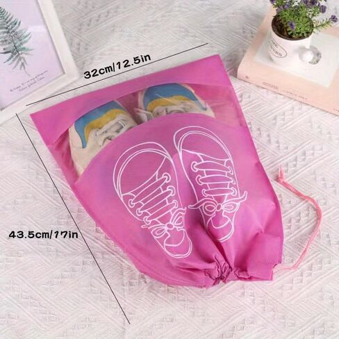 Drawstring Shoe Storage Bag Polyester Portable Foldable Transparent Travel Accessory Grey M in Saudi Arabia