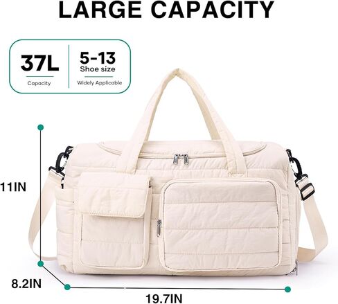 Quilted Gym Bag for Women, Cute Travel Duffel Bag with Shoe Compartment & Wet Pocket, Lightweight Puffer Weekender Overnight Bag, Travel Carry On for Sport, Hospital, Yoga in Saudi Arabia