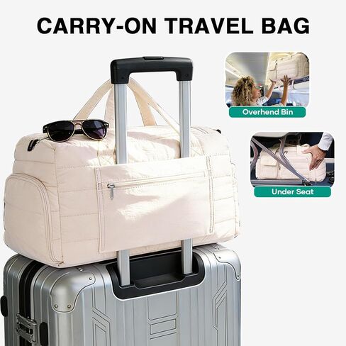 Quilted Gym Bag for Women, Cute Travel Duffel Bag with Shoe Compartment & Wet Pocket, Lightweight Puffer Weekender Overnight Bag, Travel Carry On for Sport, Hospital, Yoga in Saudi Arabia