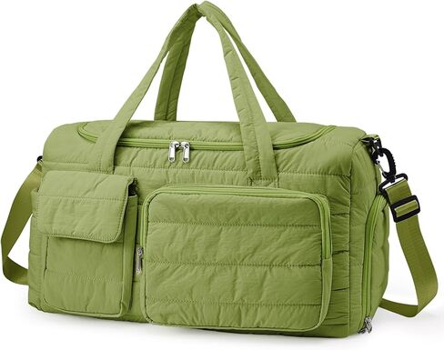 Quilted Gym Bag for Women, Cute Travel Duffel Bag with Shoe Compartment & Wet Pocket, Lightweight Puffer Weekender Overnight Bag, Travel Carry On for Sport, Hospital, Yoga in Saudi Arabia