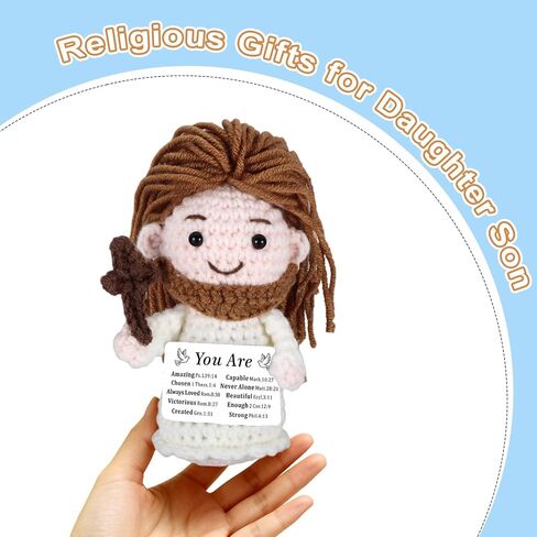 Jesus Christian Gifts for Women Men Faith Baptism Gifts for Boys Girls Catholic Jesus Crochet Doll Figure Confirmation Gift for Teenage First Communion Bible Easter Basket Stuffers Valentine Christmas in Saudi Arabia