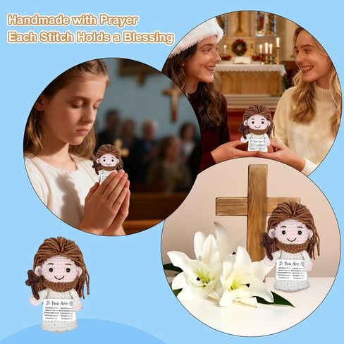 Jesus Christian Gifts for Women Men Faith Baptism Gifts for Boys Girls Catholic Jesus Crochet Doll Figure Confirmation Gift for Teenage First Communion Bible Easter Basket Stuffers Valentine Christmas in Saudi Arabia